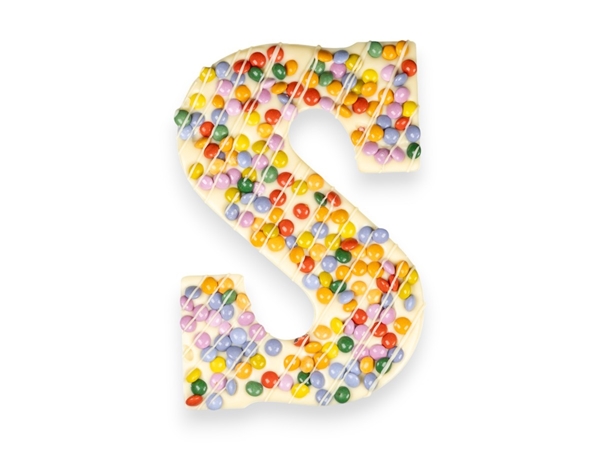 Chocoladeletter smarties wit groot 'S'&nbsp;s